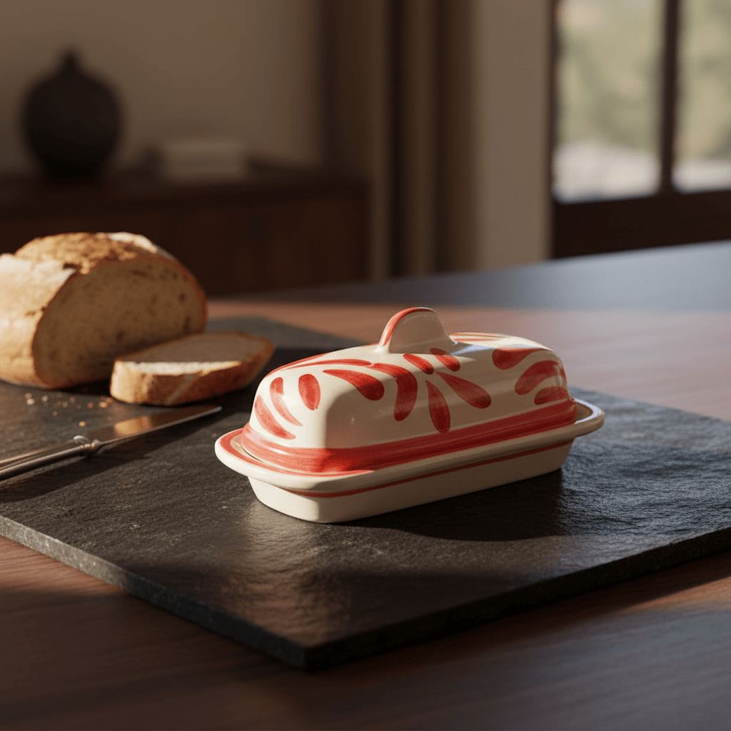 Andorinha I Ceramic Butter Dish - Red