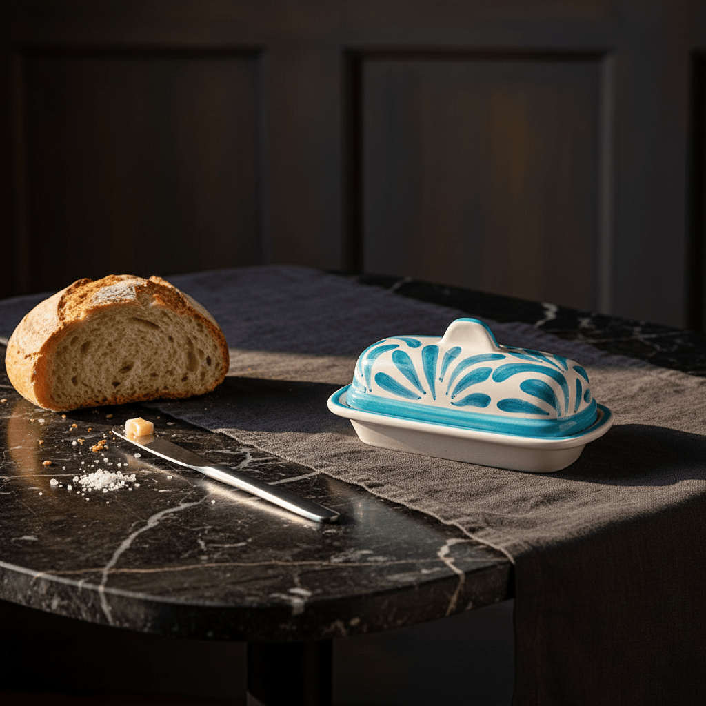 Andorinha I Ceramic Butter Dish - Turquoise