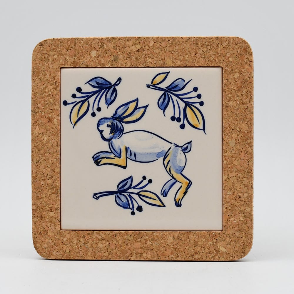Animais do bosque I Ceramic and Cork Trivet - 5.9" (3 patterns) Pattern #2