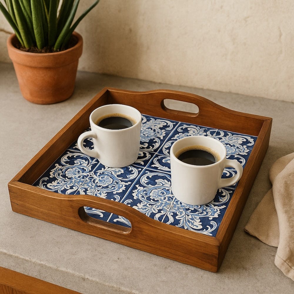 Azulejos I Square Serving Tray