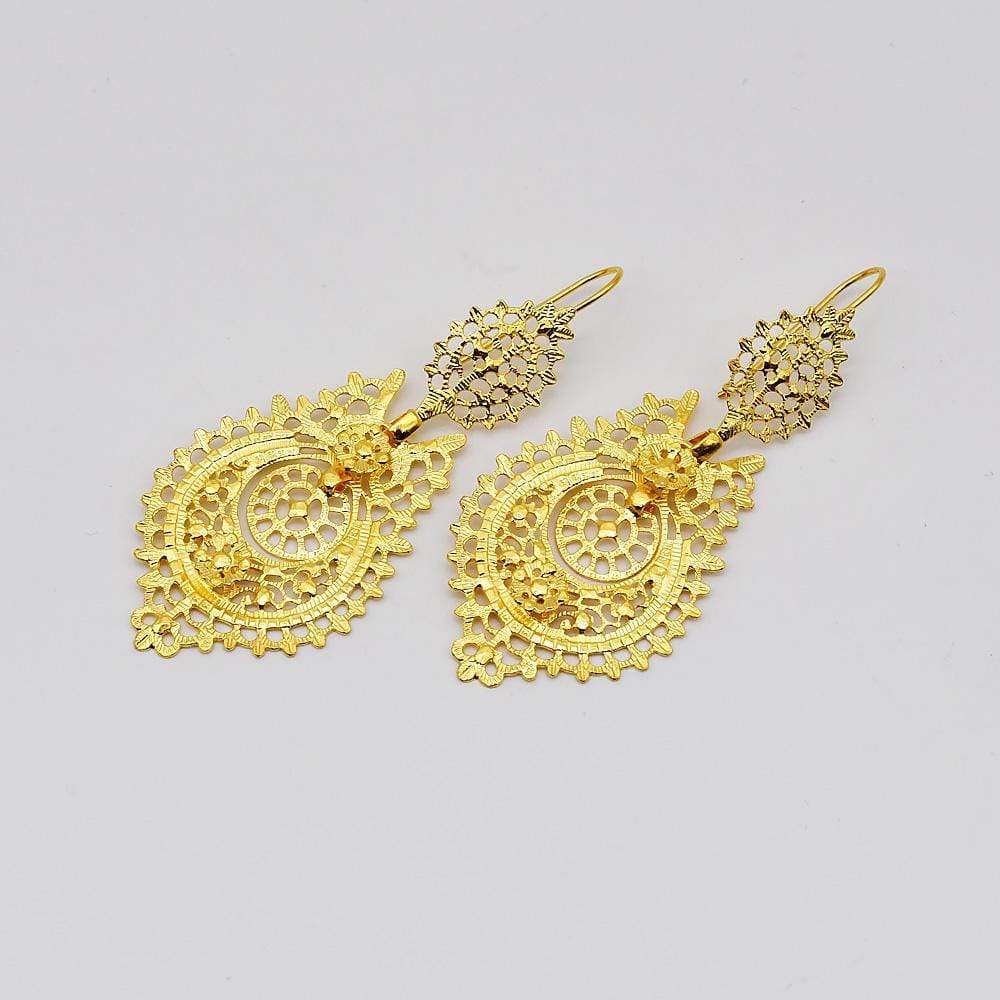 Brincos À Rainha I Gold-plated Silver Earrings 1.6 oz - 2.8''