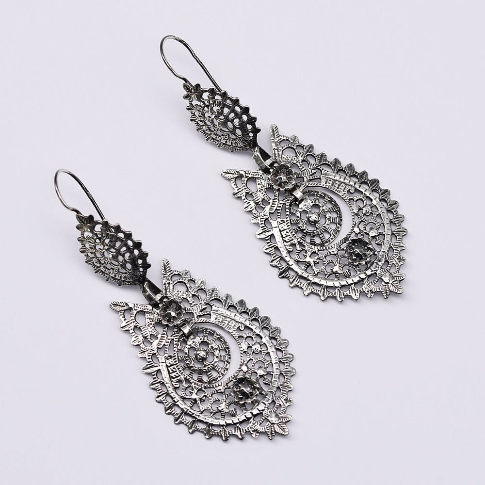 Brincos À Rainha I Silver Filigree Earrings 1.8 oz - 2.6''