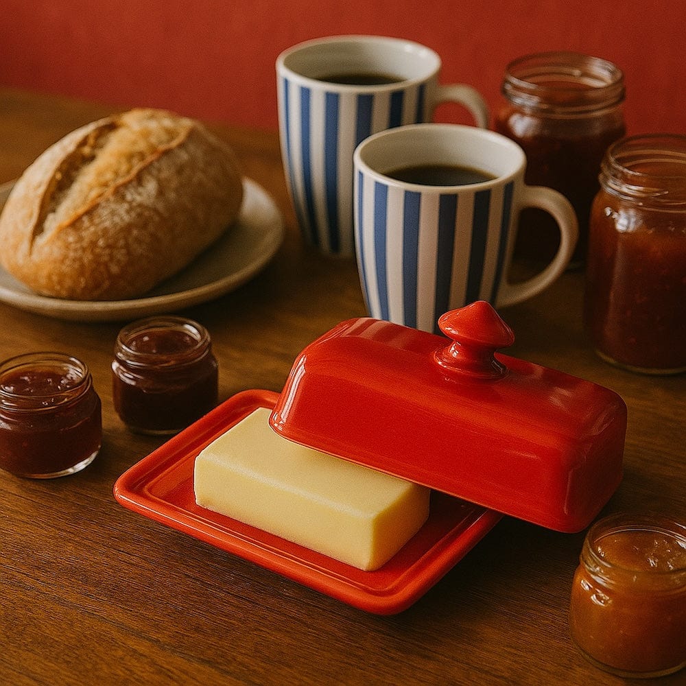 Ceramic Butter Dish - Red