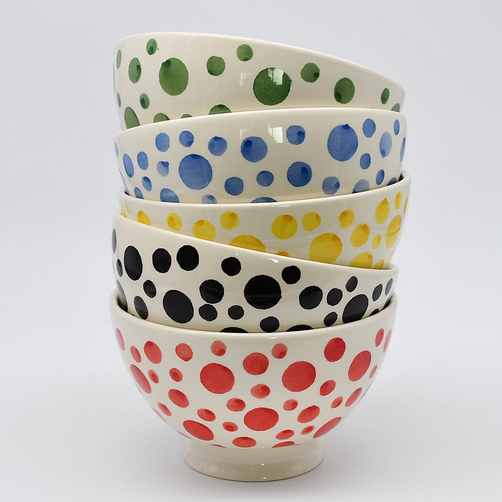 Ceramic Salad Bowl with Black Dots