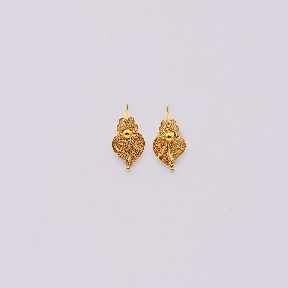 Coração de Viana I Gold-plated Silver Filigree Earrings 0.1 oz - 1.0''