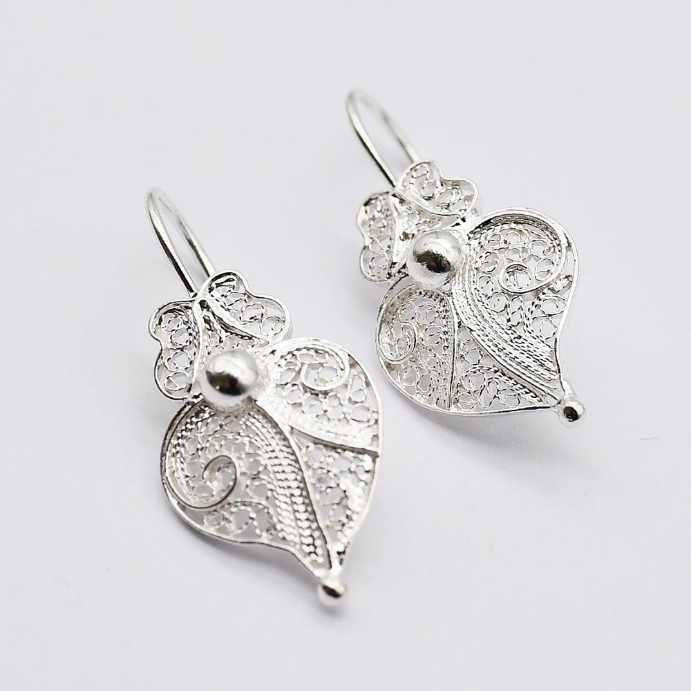 Coração de Viana I Silver Filigree Earrings 0.1 oz - 1.0''