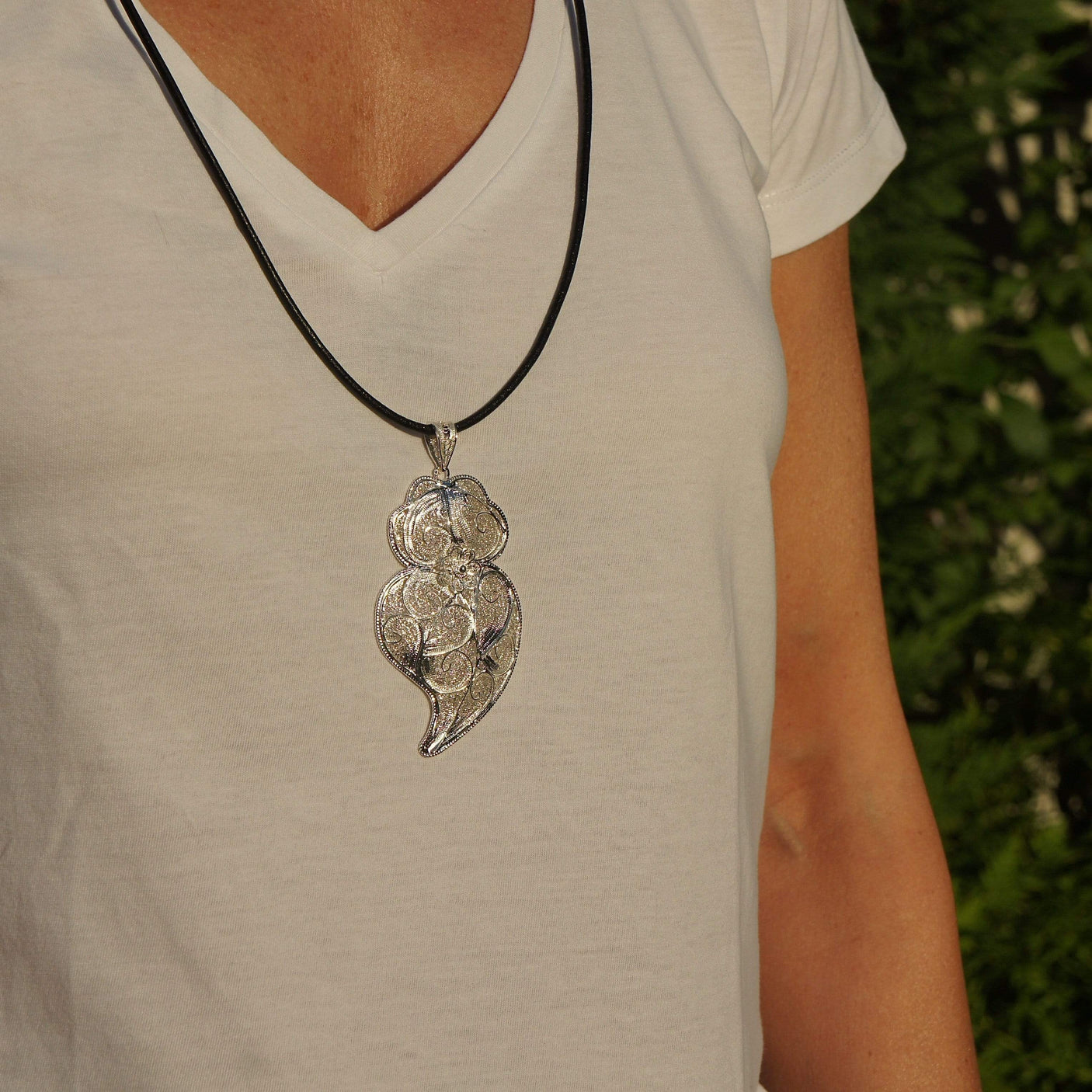 Coração de Viana I Silver Filigree Pendant 0.5 oz - 2.8''