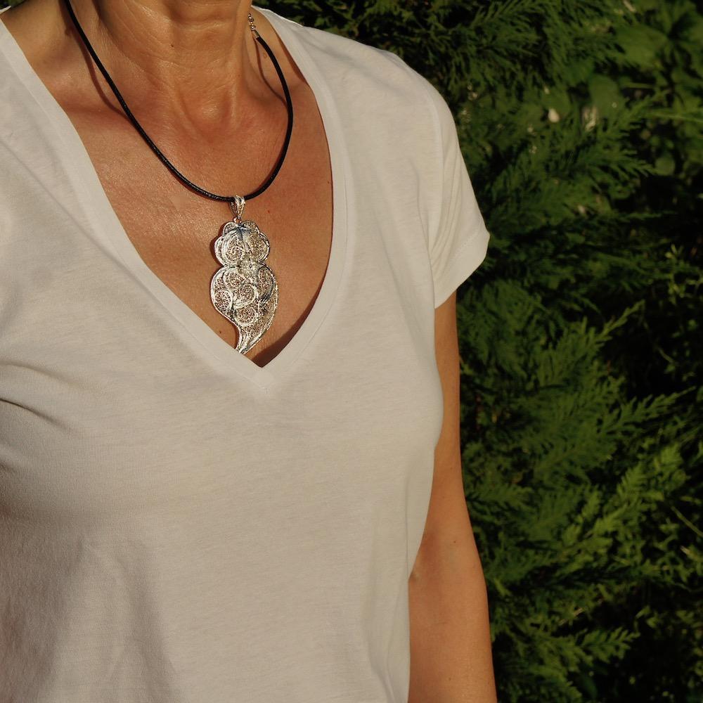 Coração de Viana I Silver Filigree Pendant 0.5 oz - 2.8''