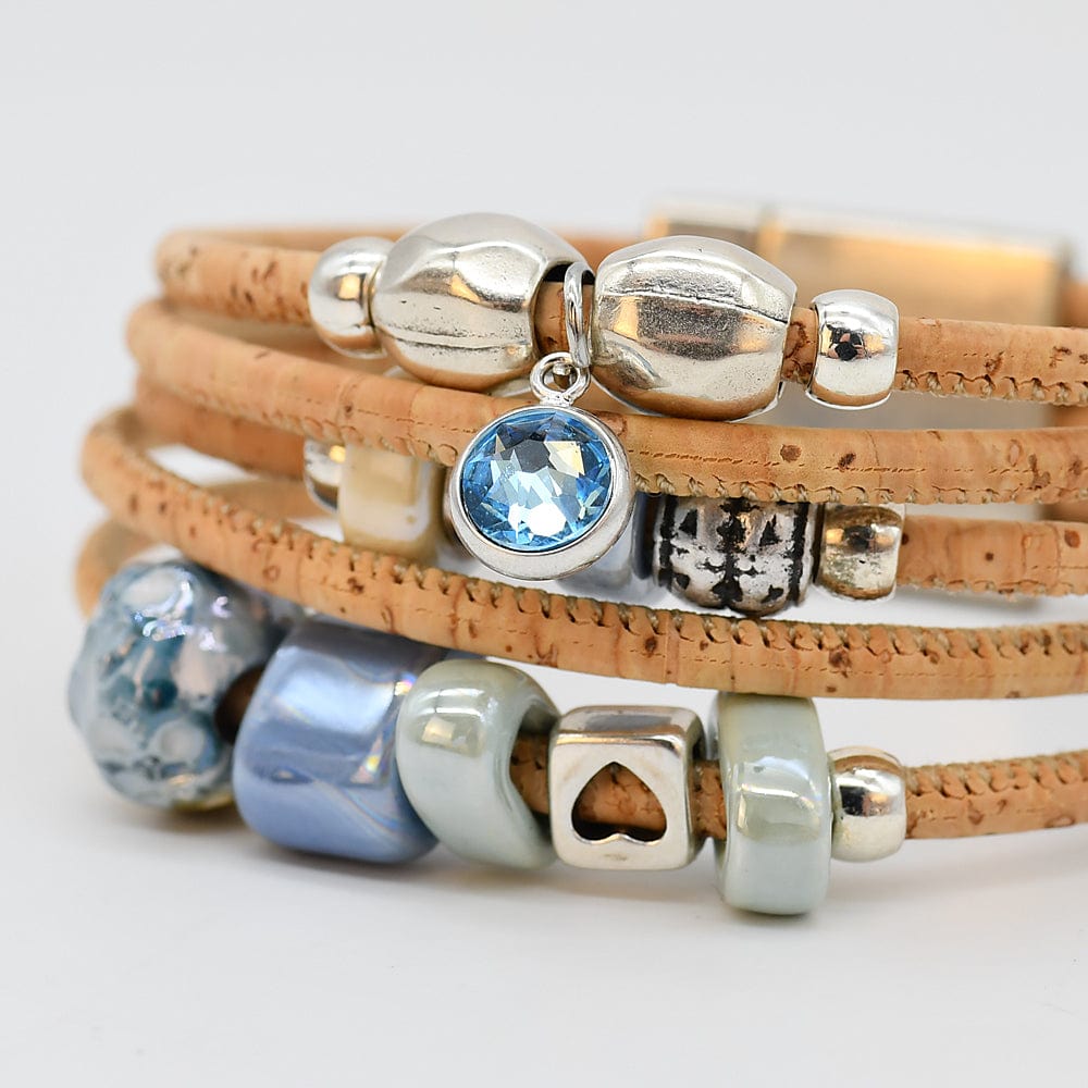 Cork Bracelet with Turquoise Beads