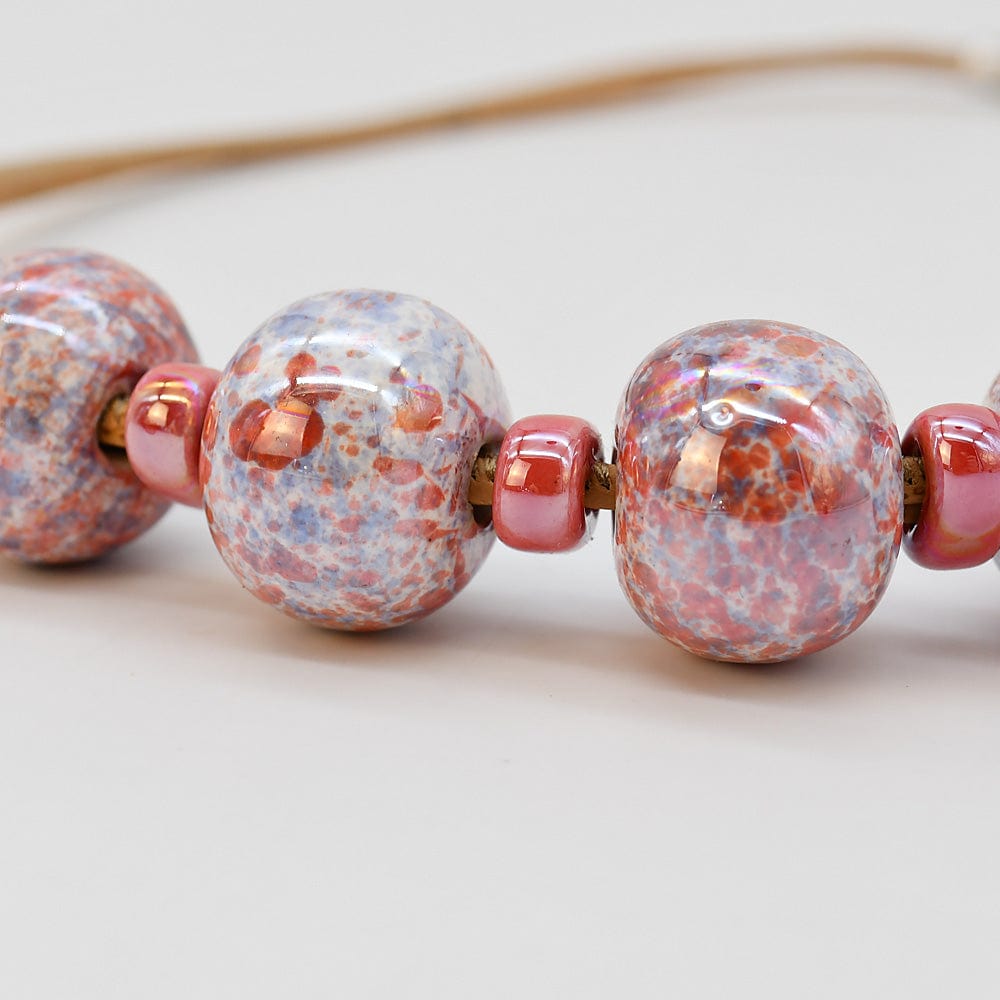 Cork Necklace with 4 Beads - Pink