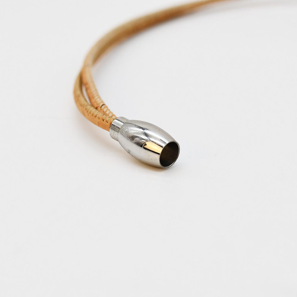 Cork Necklace with 4 Beads - Pink