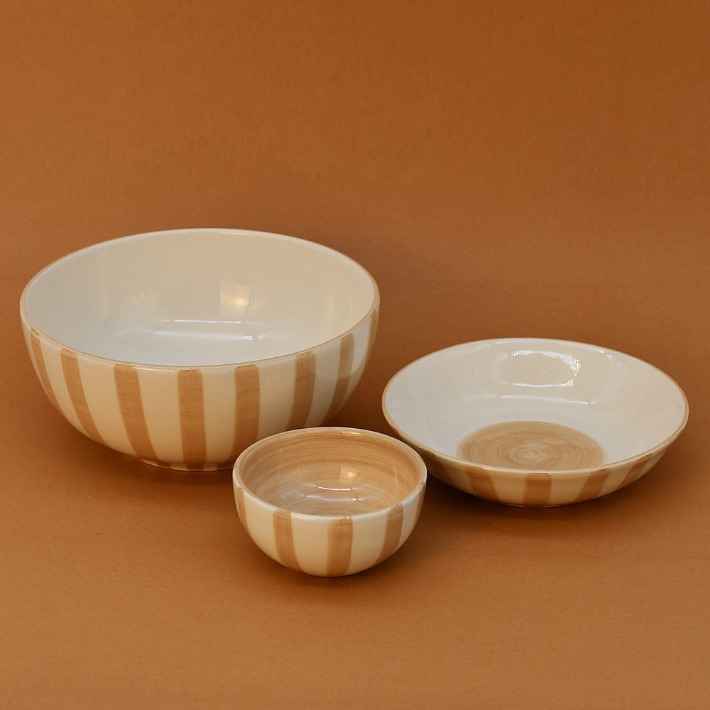 Costa Nova Mar I Striped Ceramic Bowl 5.1'' - Mocha