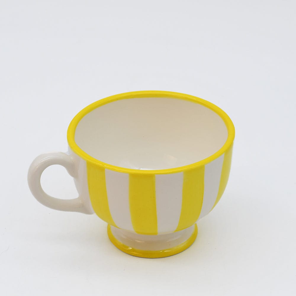 Costa Nova Mar I Striped Ceramic Footed Mug - Yellow
