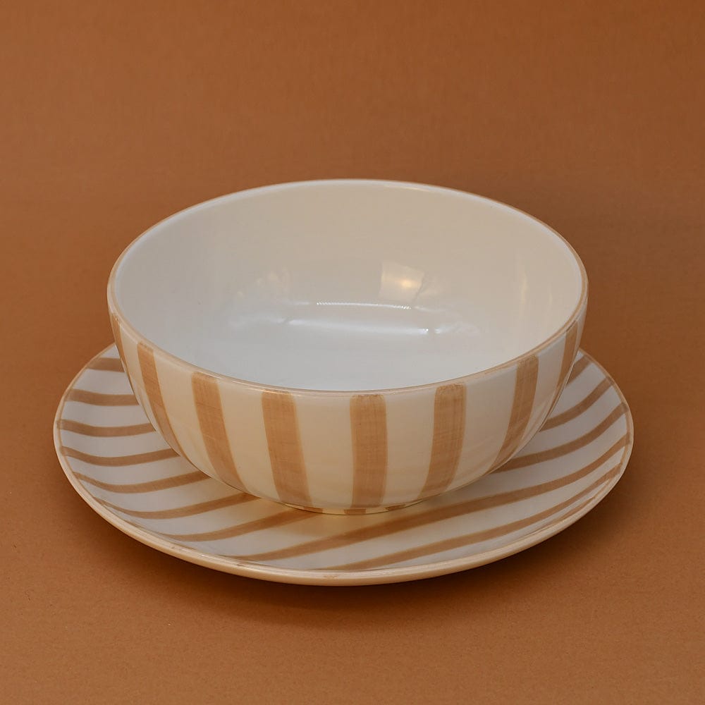 Costa Nova Mar I Striped Ceramic Plate 5.9'' - Moka