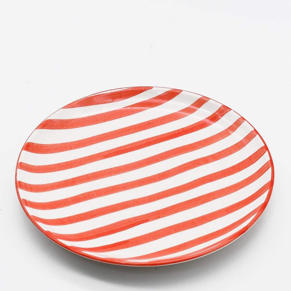 Costa Nova Mar I Striped Ceramic Plate 5.9'' - Red