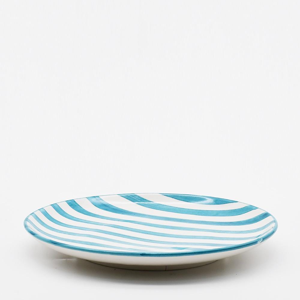 Costa Nova Mar I Striped Ceramic Plate 5.9'' - Turquoise