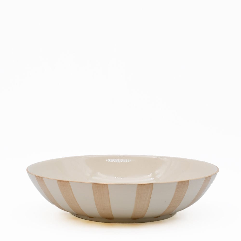Costa Nova Mar I Striped Ceramic Salad Bowl 9.8'' - Mocha