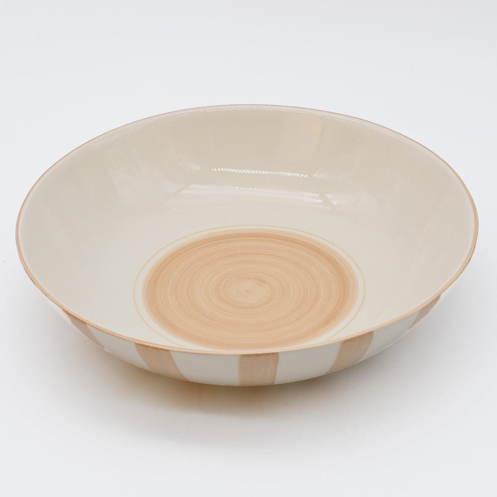 Costa Nova Mar I Striped Ceramic Salad Bowl 9.8'' - Mocha