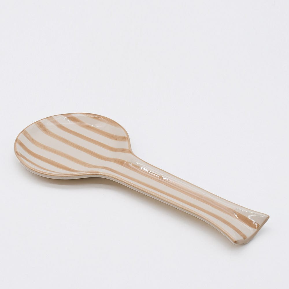 Costa Nova Mar I Striped Ceramic Serving Spoon - Mocha