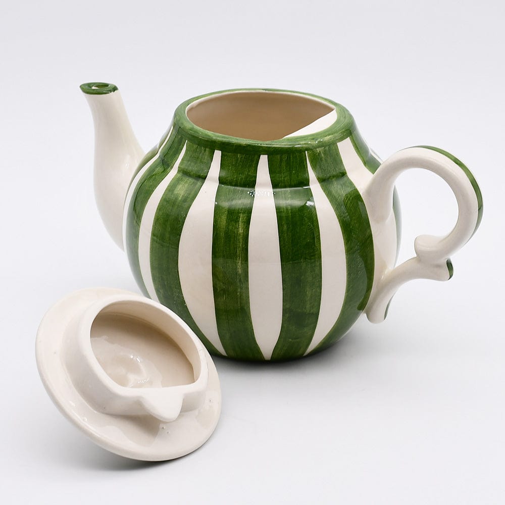 Costa Nova Mar I Striped Ceramic Teapot - Green