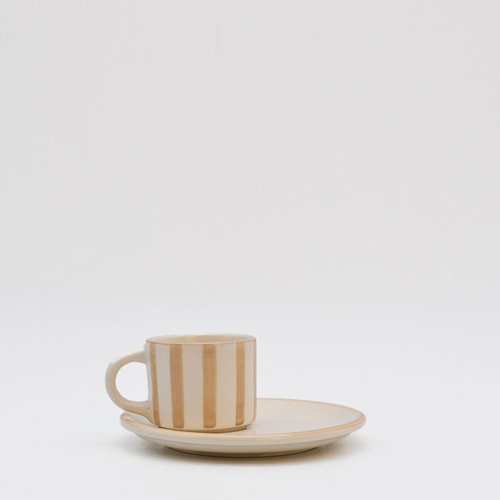 Costa Nova Mar I Striped Cup & Saucer - Mocha