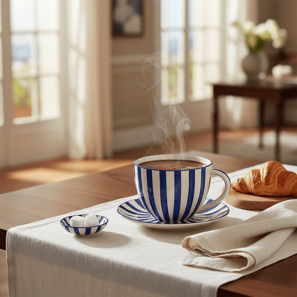 Costa Nova Mar | Striped Ceramic Large Mug - Blue