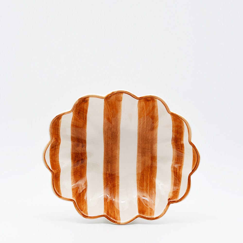 Costa Nova Mar | Striped Ceramic Plate - Brown