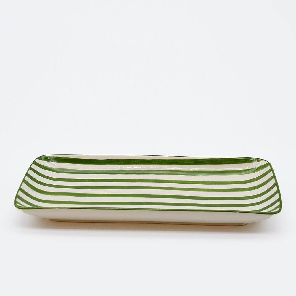 Costa Nova Mar | Striped Ceramic Serving Platter - Green