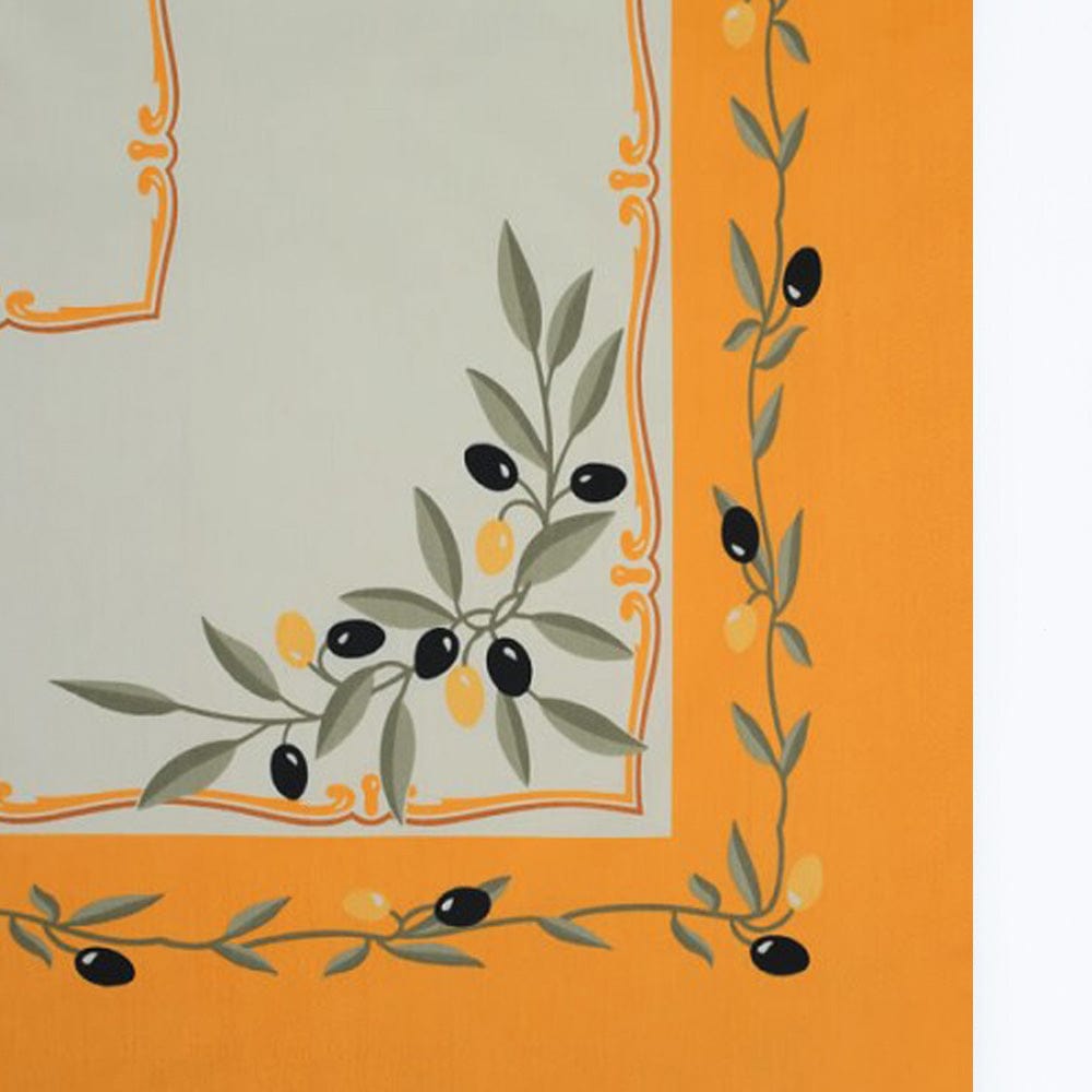 Cotton Tablecloth with Olive Pattern - Yellow