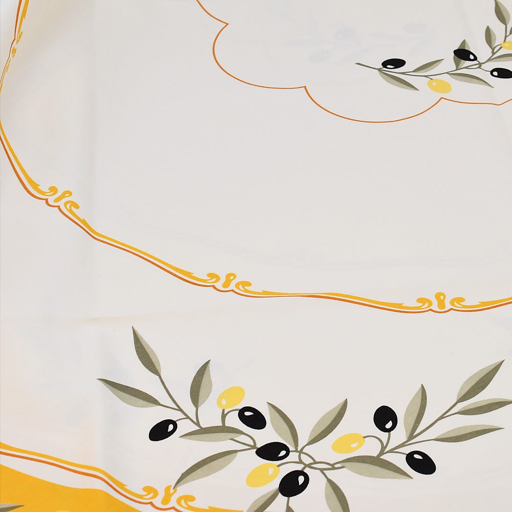 Cotton Tablecloth with Olive Pattern - Yellow