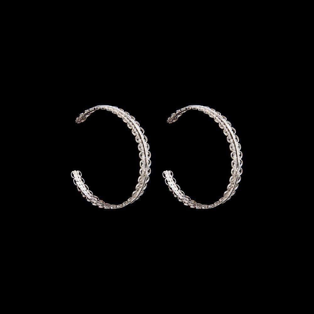 Creole I Silver Filigree Earrings - 1.6''
