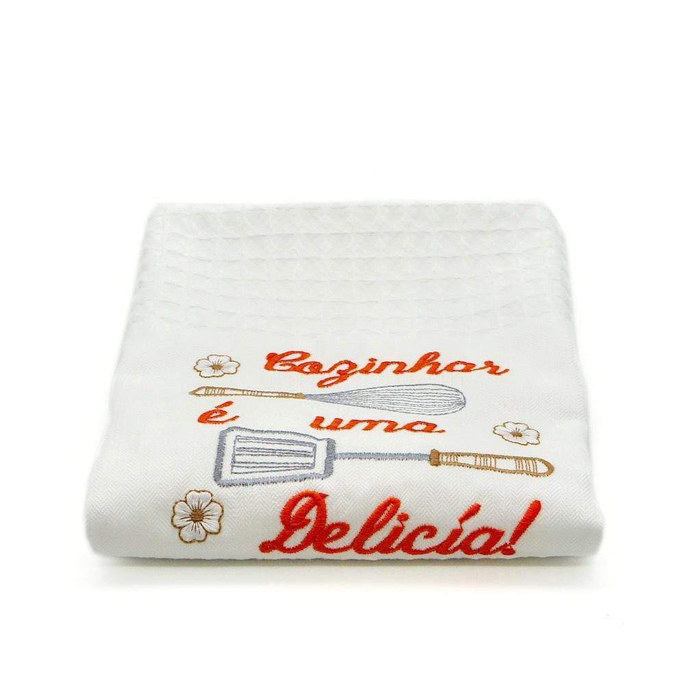 Delicia I Embroidered kitchen Towel Orange