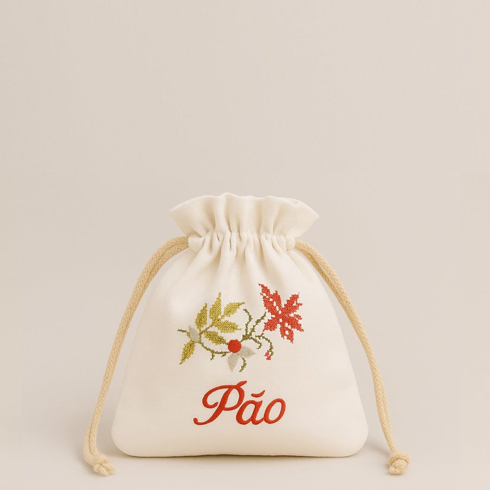 Embroidered Cotton Bread Bag Red
