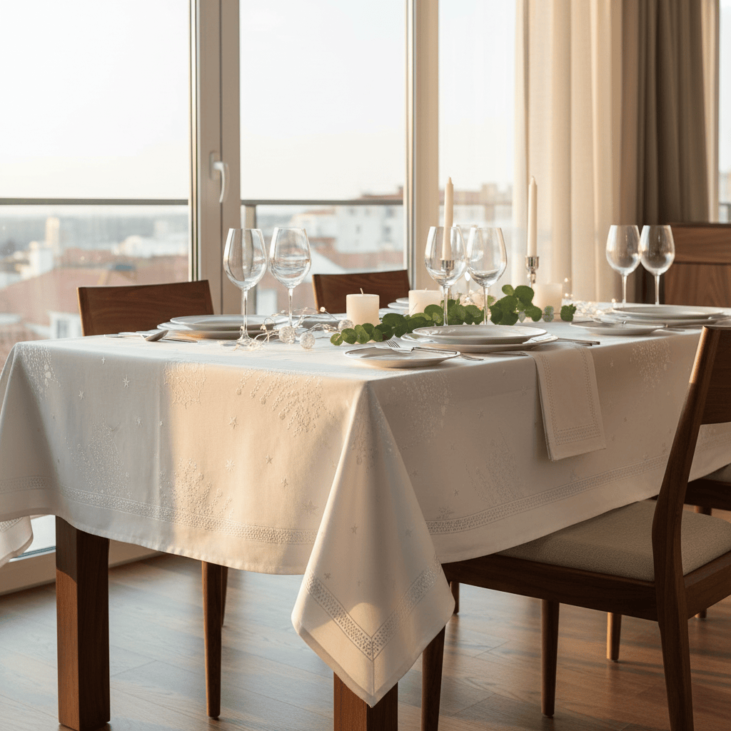 Festas I Cotton Tablecloth - White