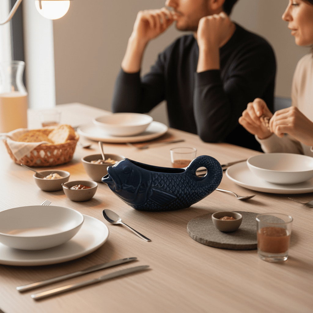 Fish-shaped Ceramic Gravy Boat - Blue