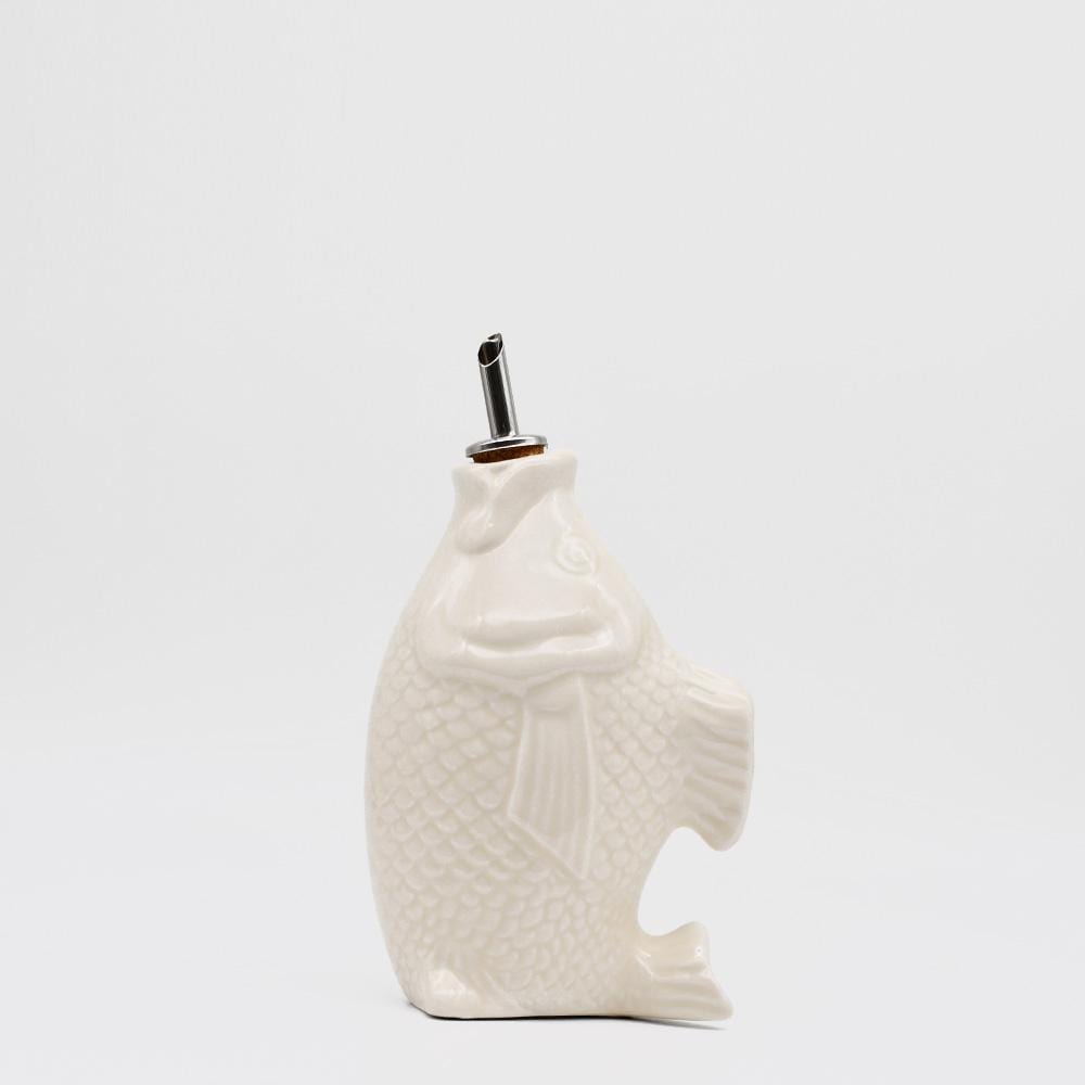Fish-shaped Ceramic Oil Carafe - Off-white