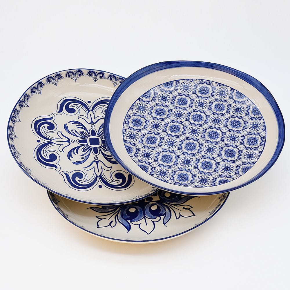 Floral I Ceramic Plate 10.6'' - Blue