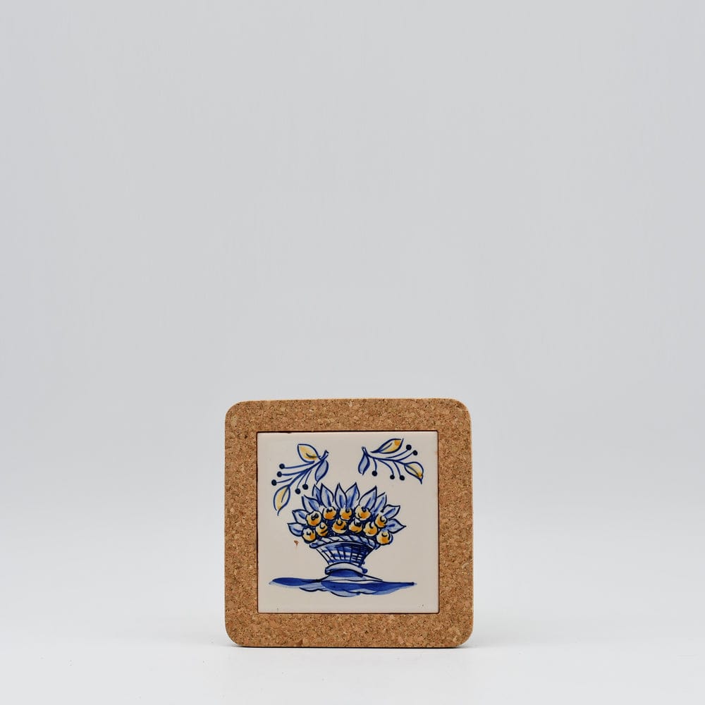 Flores I Ceramic and Cork Trivet - 5.9" (8 patterns)