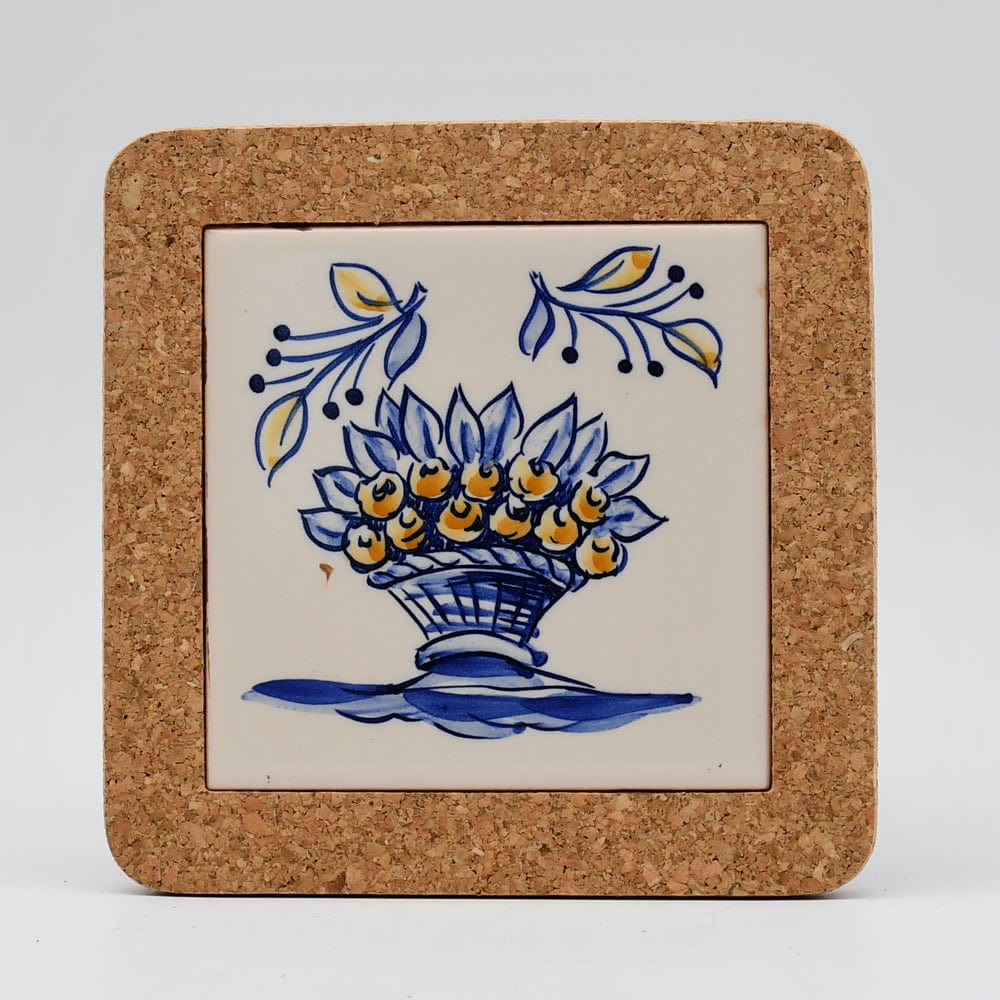 Flores I Ceramic and Cork Trivet - 5.9" (8 patterns) Pattern #1