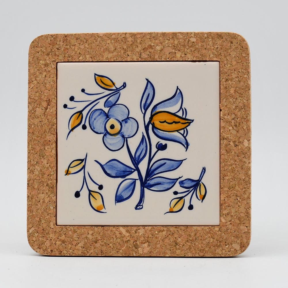 Flores I Ceramic and Cork Trivet - 5.9" (8 patterns) Pattern #2