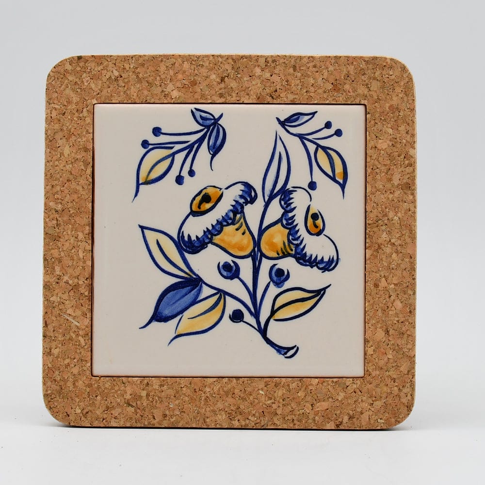 Flores I Ceramic and Cork Trivet - 5.9" (8 patterns) Pattern #3