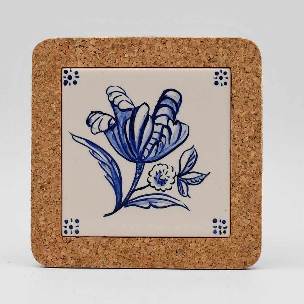 Flores I Ceramic and Cork Trivet - 5.9" (8 patterns) Pattern #4