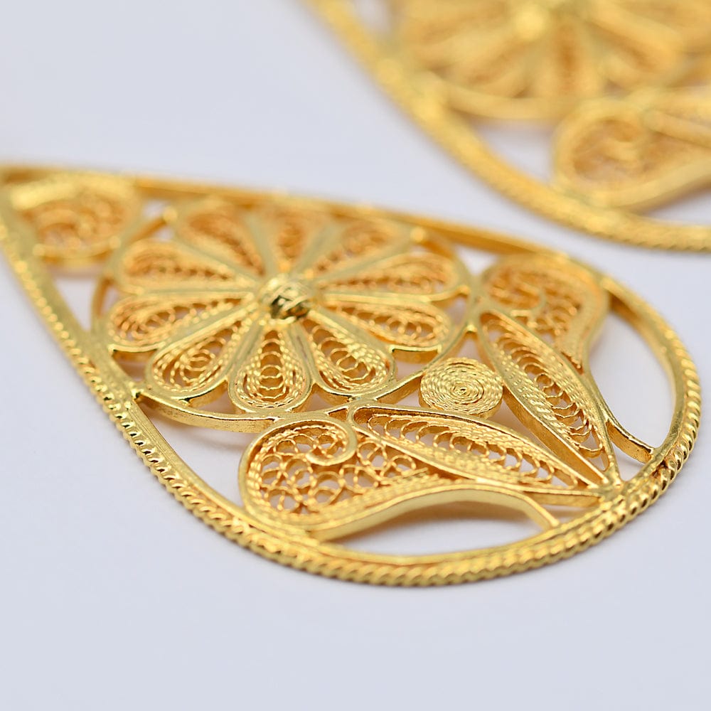 Gold-plated Silver Earrings 0.3 oz - 2.4"