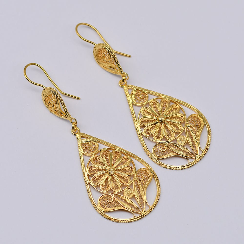 Gold-plated Silver Earrings 0.3 oz - 2.4"