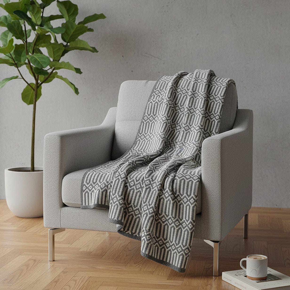 Hexa I Coton Blanket - Grey
