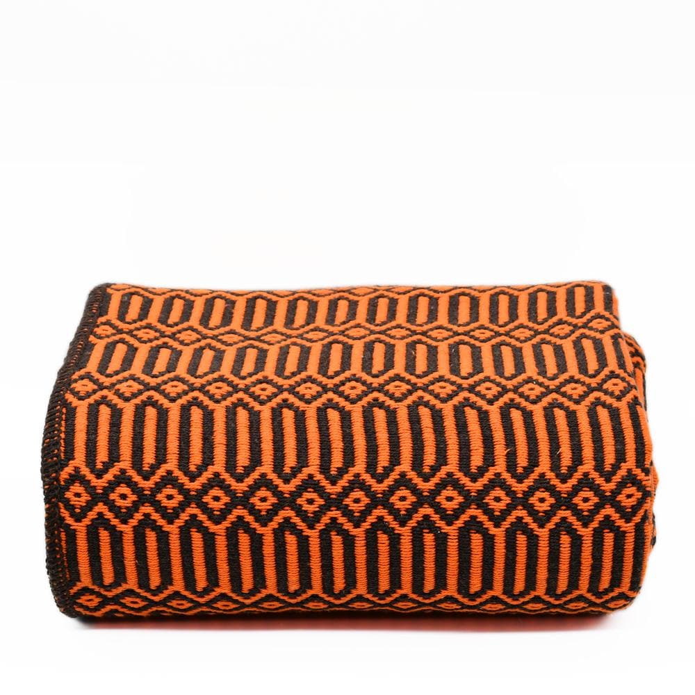 Hexa I Coton Blanket - Orange & Black