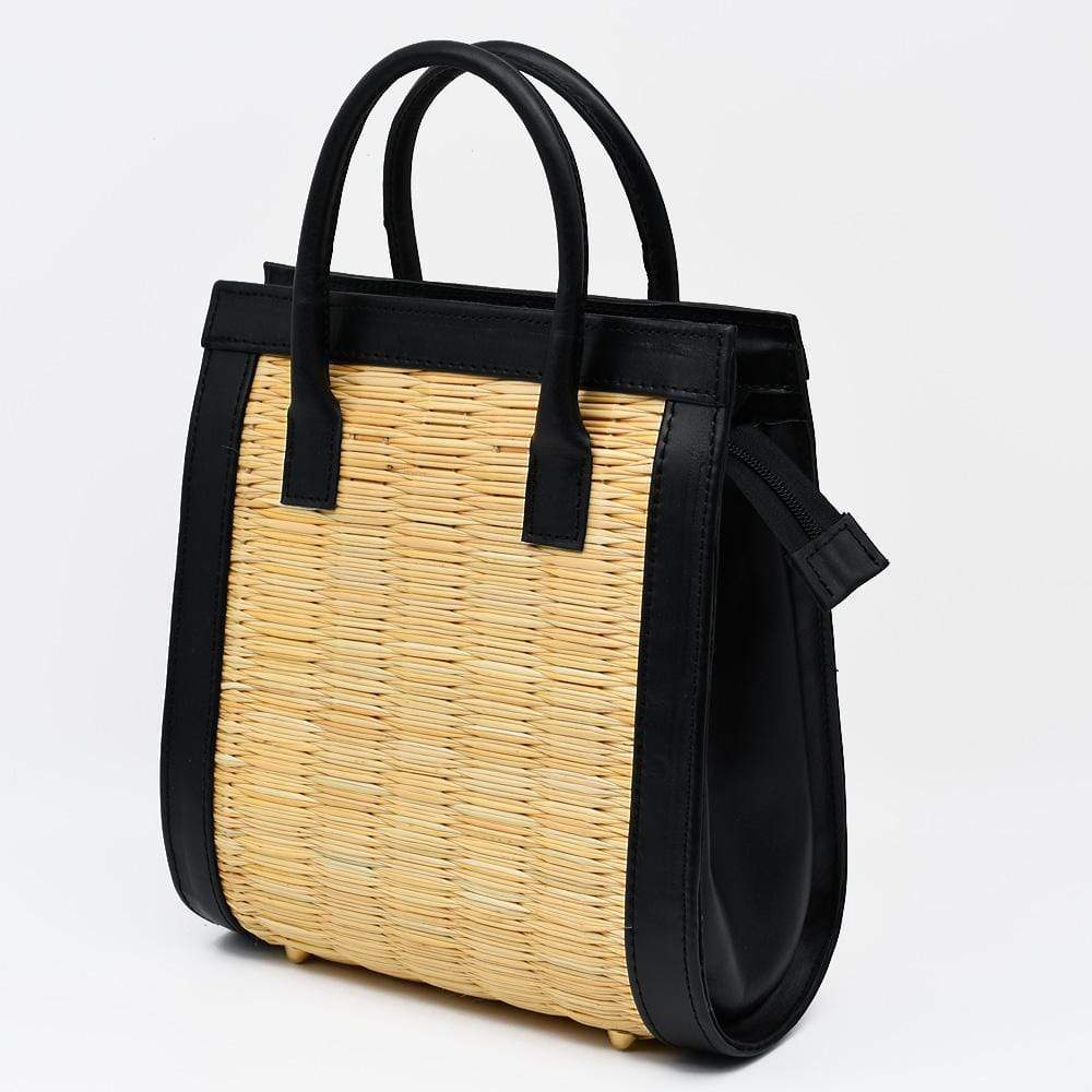 Leather and Reed handbag 10.2'' - Natural