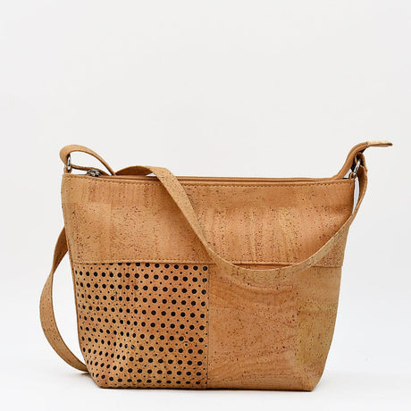 Perforated Cork Shoulder Bag - Natural
