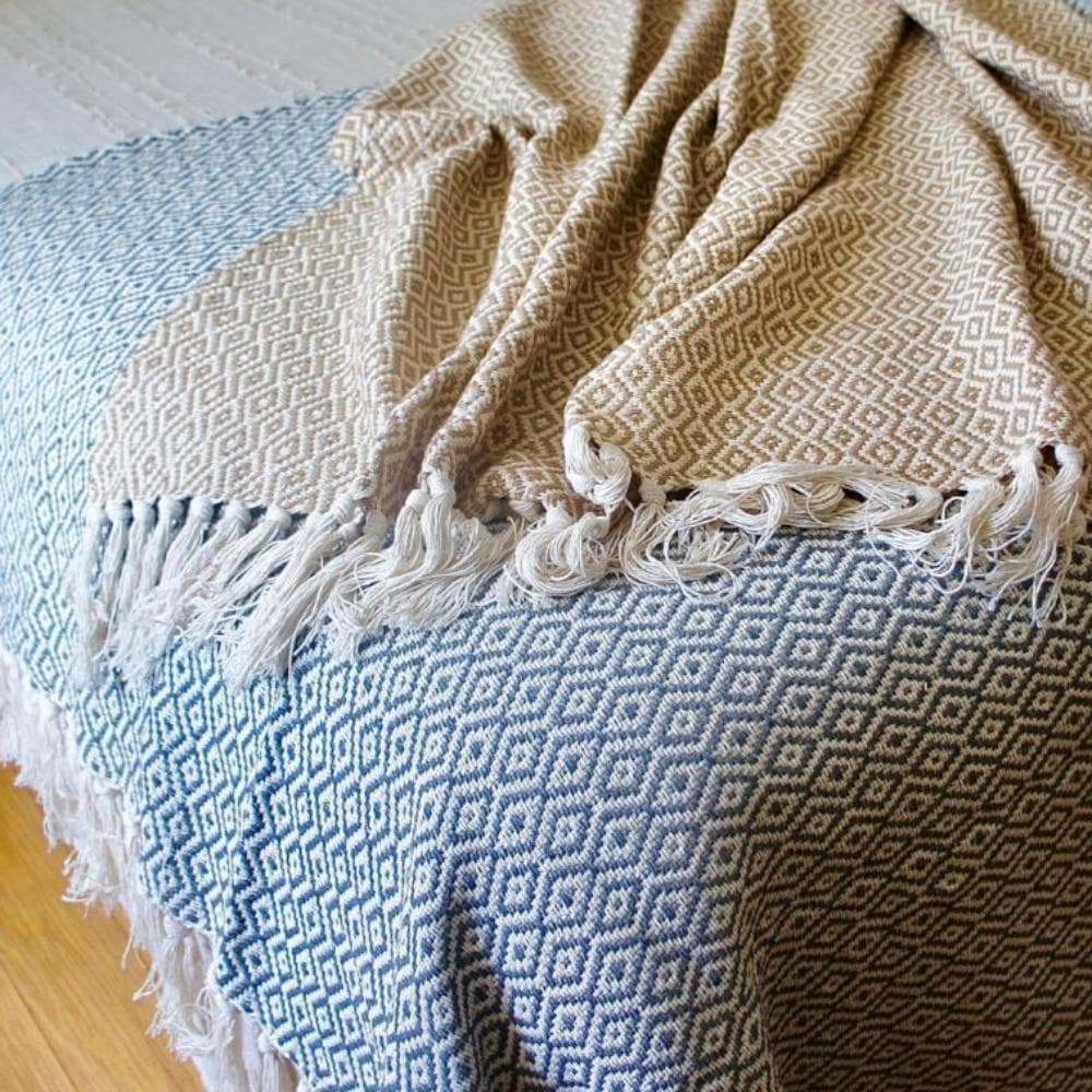 Plaid en coton 79x53'' - Beige