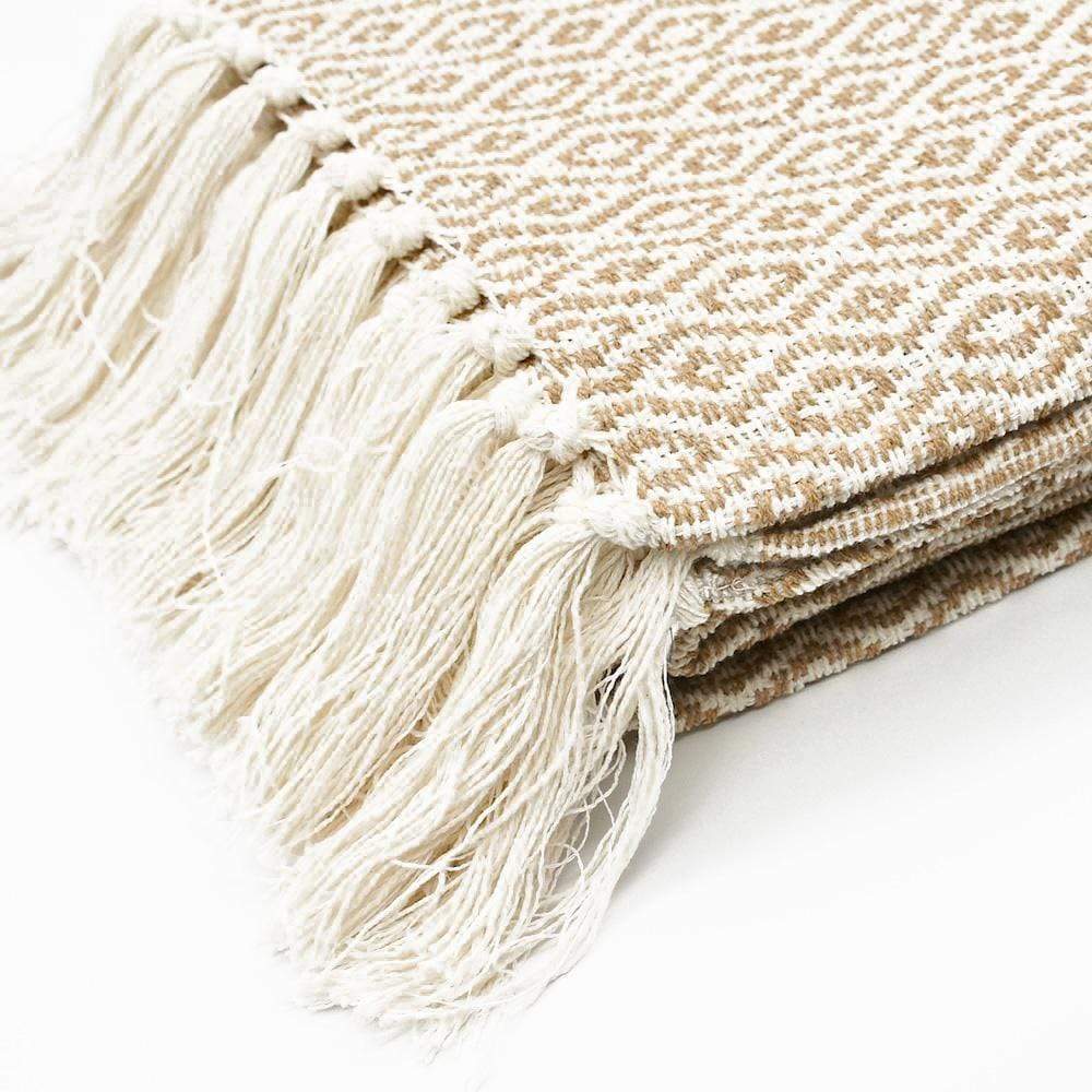 Plaid en coton 79x53'' - Beige